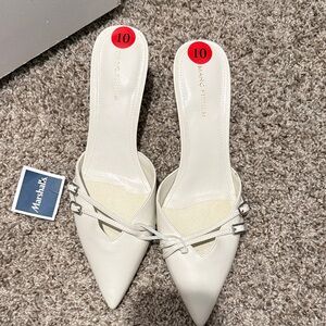 Marc Fisher Cream Women's Mules with Strap Detail